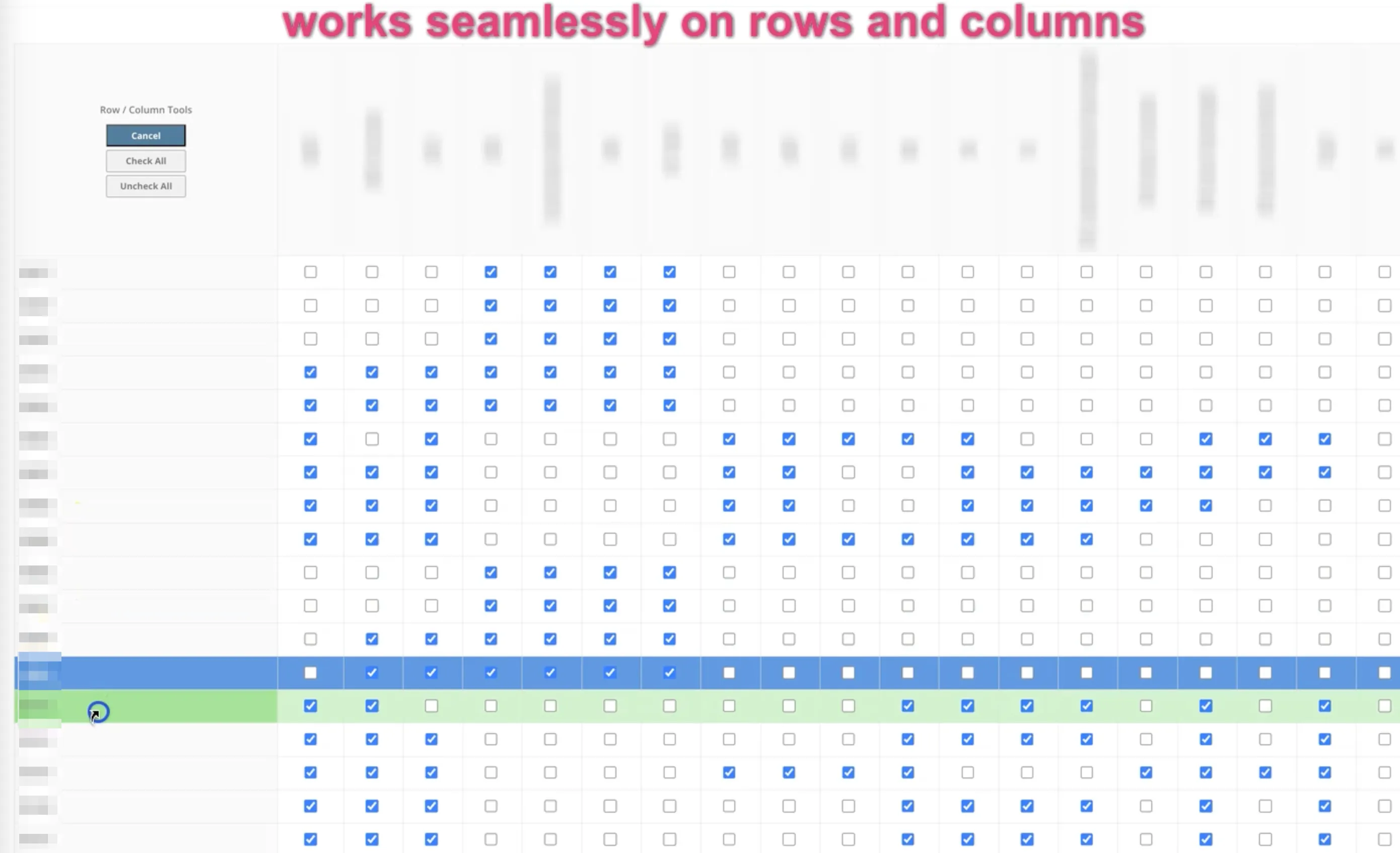 Clone Checkboxes – Row