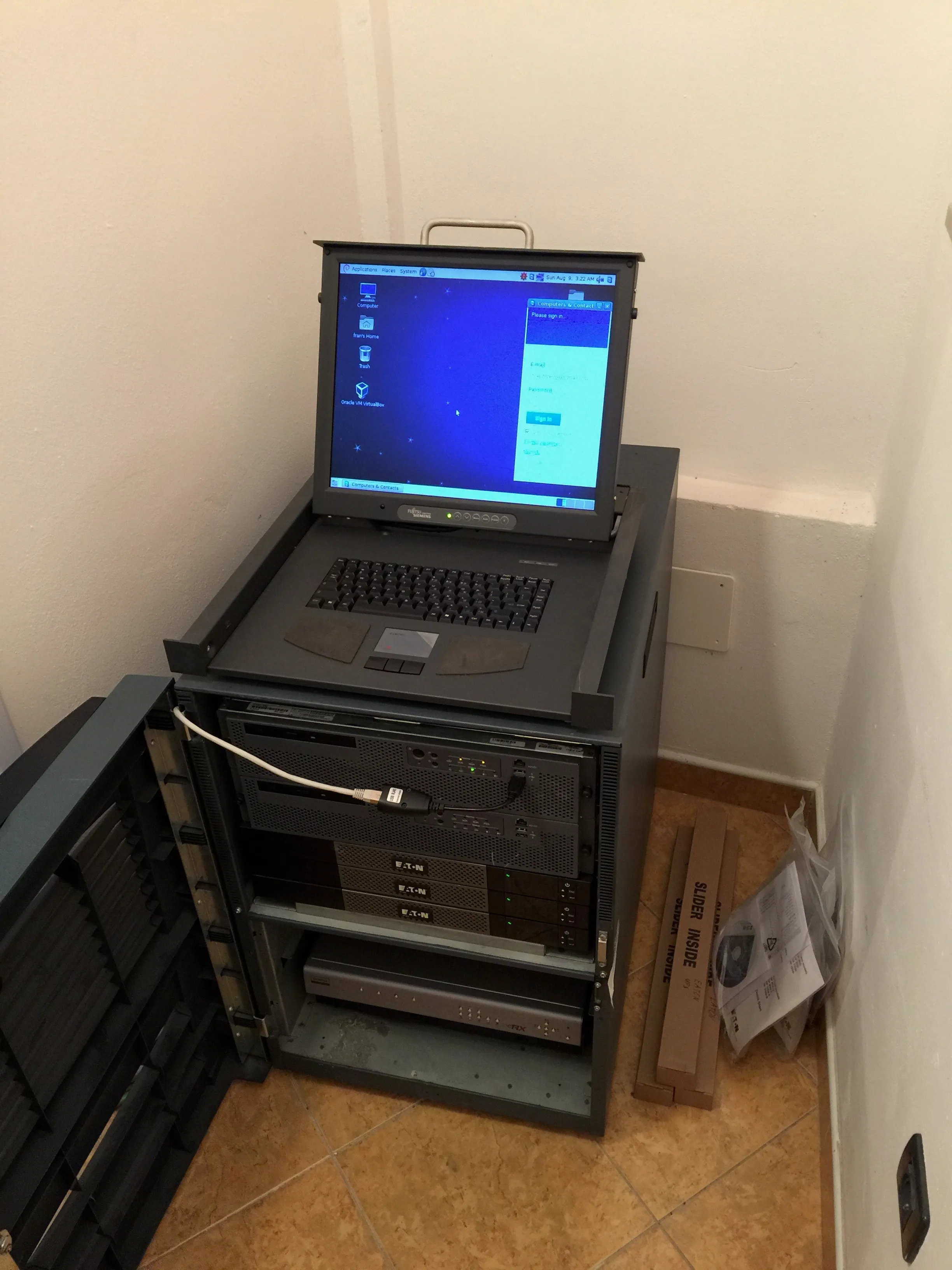Hardware control server, a backup and 3 UPS devices